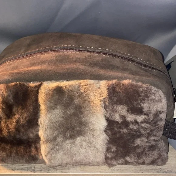 Bonfanti Bags Nwt Bonfanti Shearling And Suede Toiletry Bag